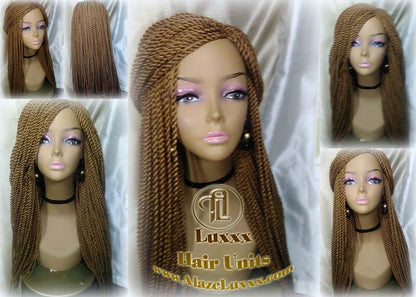 Blonde Straight Senegalese Twist Wig Unit Bombshell 18' Auburn 27 30 Alopecia Natural Silky Straight Crochet Braided Braiding Wig