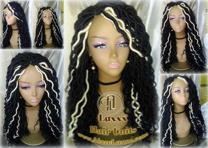 Dread Wig Black Blonde 613 Black Dread Gypsy Bohemian Boho Long Wavy Goddess Faux Locs Platinum DE SE Dred Lock Braided Wigs Distress