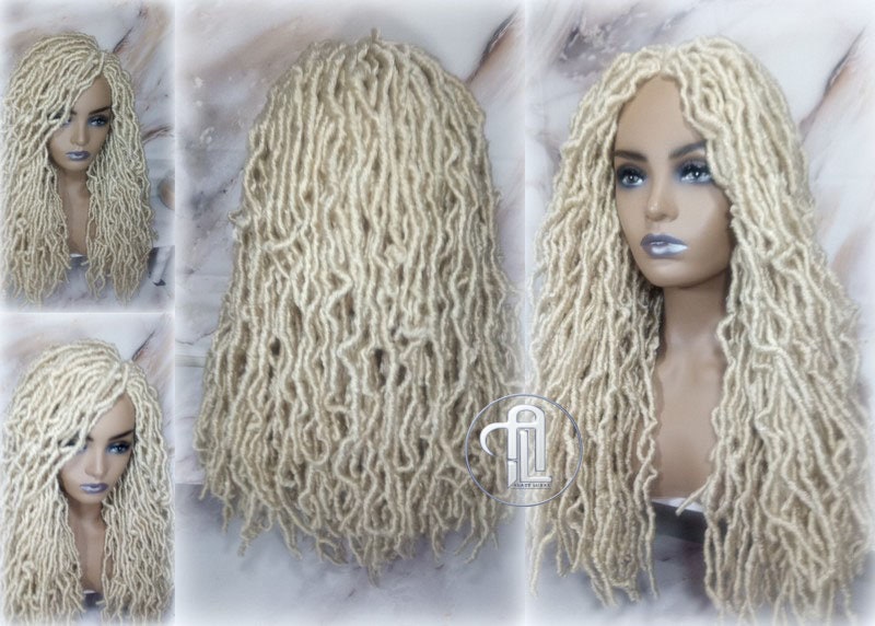 Nu Locs Distressed Soft Locs Platinum Blonde Braided Wig Gypsy Bohemian Boho 613 Goddess Faux Dread Locs Faux Locs