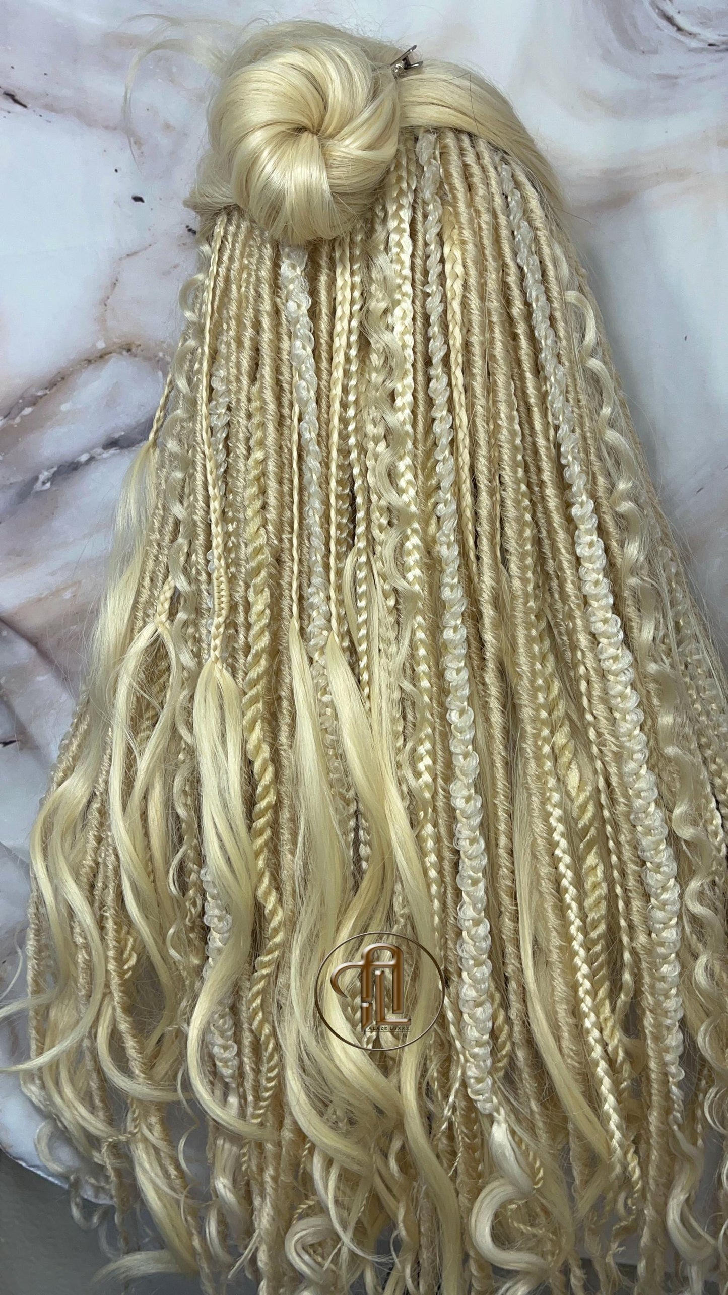 Lace Front Dread Braid Full 613 Blonde Wig Twist Soft Crochet Boho Synthetic Dread Braid Boho Long Wavy Curly Wig Goddess Braids & Waves 24'