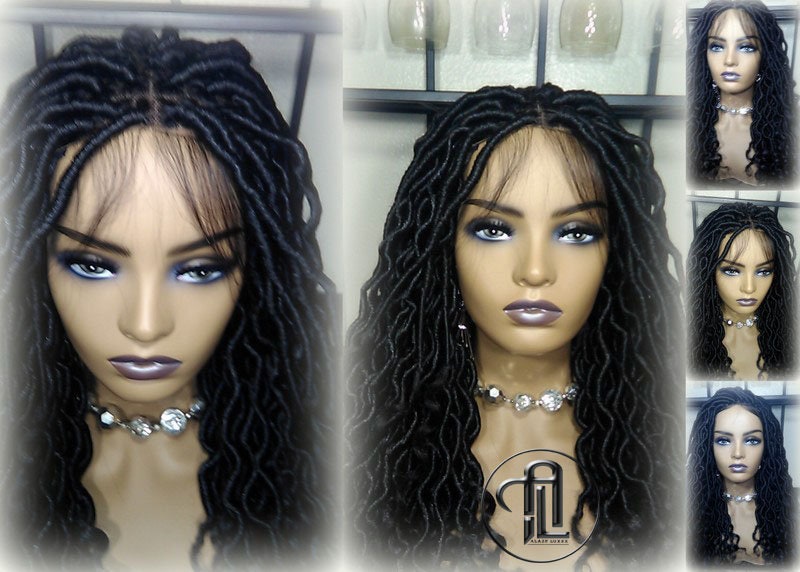 Goddess Locs Wig 4x4 Lace Closure w Baby Hairs Dread Wig Wavy Black Dreads Synthetic  Bohemian Gypsy Goddess Braids Dreads