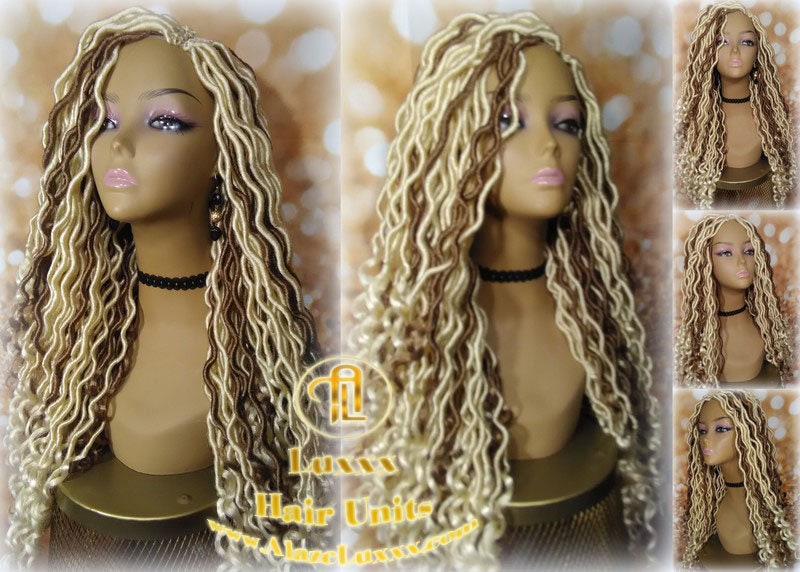 Goddess Faux Boho Platinum Blonde Braid Wig Gypsy Bohemian  Dread Locs Wig Honey Blonde #613 #27  Wavy  Dred  Lock Cosplay Summer Spring Wig