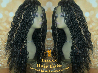 Dread Wig  Wavy Black Dreads 1B Honey Blonde 27 Gypsy Faux Synthetic Nu Goth New Marley Wool Dred Lock Carnival Hair Bohemian Boho Goddess