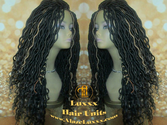 Dread Wig  Wavy Black Dreads 1B Honey Blonde 27 Gypsy Faux Synthetic Nu Goth New Marley Wool Dred Lock Carnival Hair Bohemian Boho Goddess