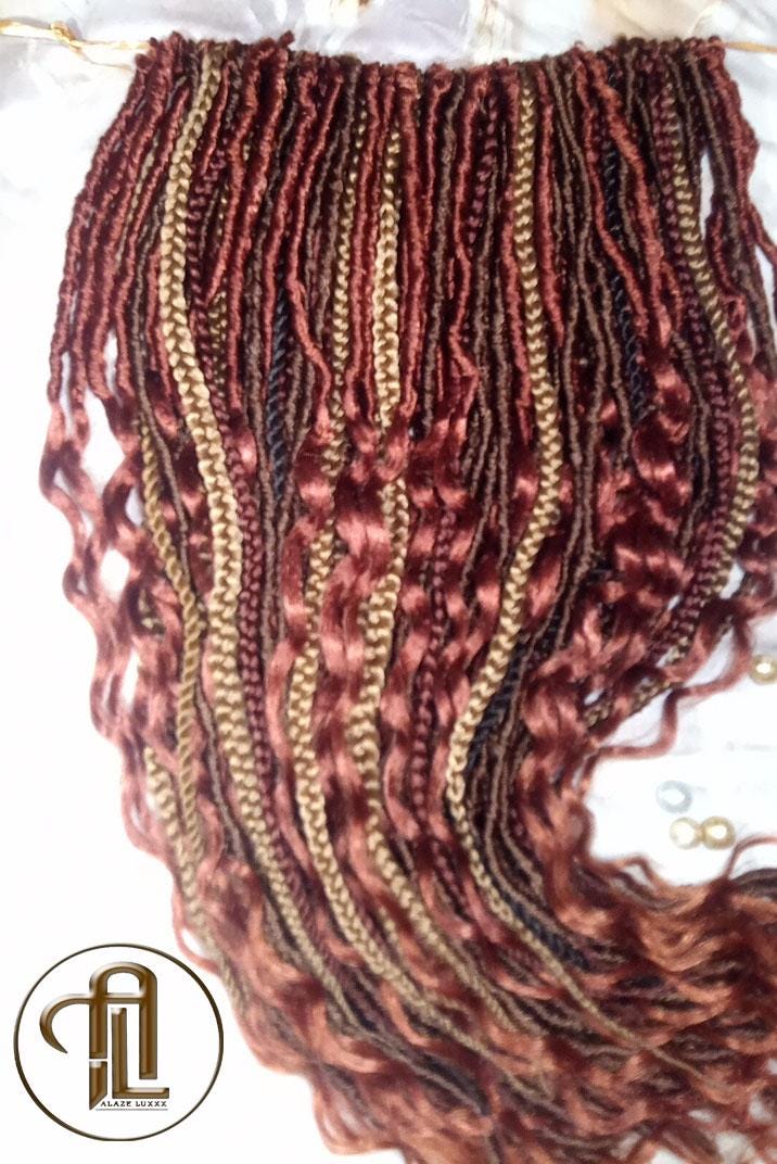 Soft Textured Dreads Single Ended Brown Blonde  Ginger 350 SE 75 Piece Set Soft Crochet Boho Dread Braid Hair Wrap Extension Wavy Curly