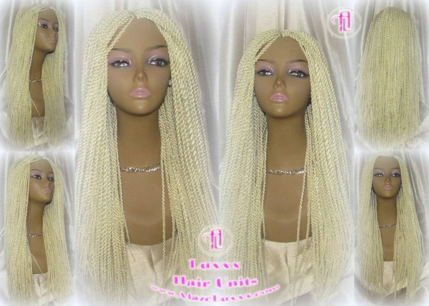 Senegalese Twist Twisted Braid Wig 613 Blonde Long Straight Small Braids Wig 24in Crochet Loc Braiding Platinum African Braided Wig