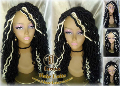 Dread Wig Black Blonde 613 Black Dread Gypsy Bohemian Boho Long Wavy Goddess Faux Locs Platinum DE SE Dred Lock Braided Wigs Distress