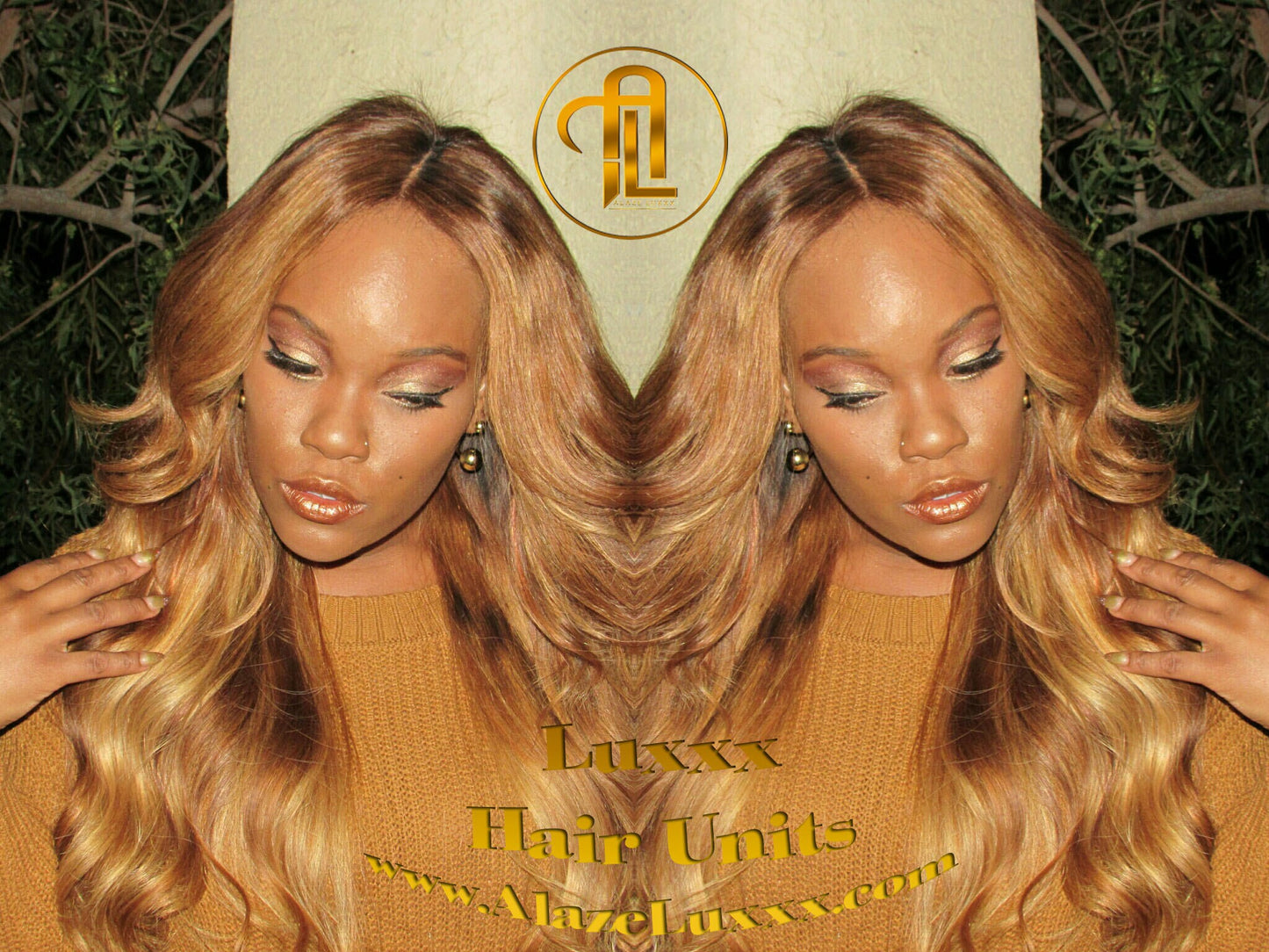 Honey Blonde Auburn 27/30 Dark Roots Ombre 22 In' Straight Long Custom Color Virgin Hair Unit Lace FrontWigs Kim Khloe Kardashian Wig Look