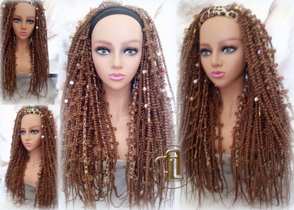 Headband Wig Butterfly Jungle Viking Braids  Honey Brown 30  Box Braids Gypsy Bohemian Boho Wig Blonde Long Straight Hair Fall Braided Wig