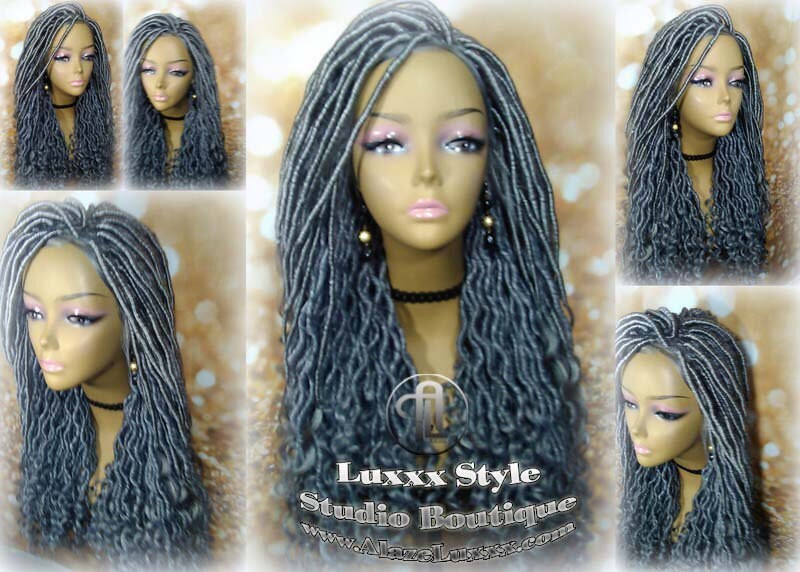 Lace Frontal Lace Front Straight Storm Silver Grey Gray 44 51 Platinum Gypsy Goddess Faux Dread Loc  Lock Crochet Freetress Model Model Wig