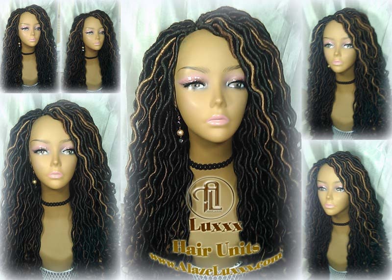 Long Wavy Goddess Faux Locs Honey Platinum DE SE Dred Lock Braided Wigs Dread Wig Blonde 30 27 Black Dread Gypsy Bohemian Boho  Distress