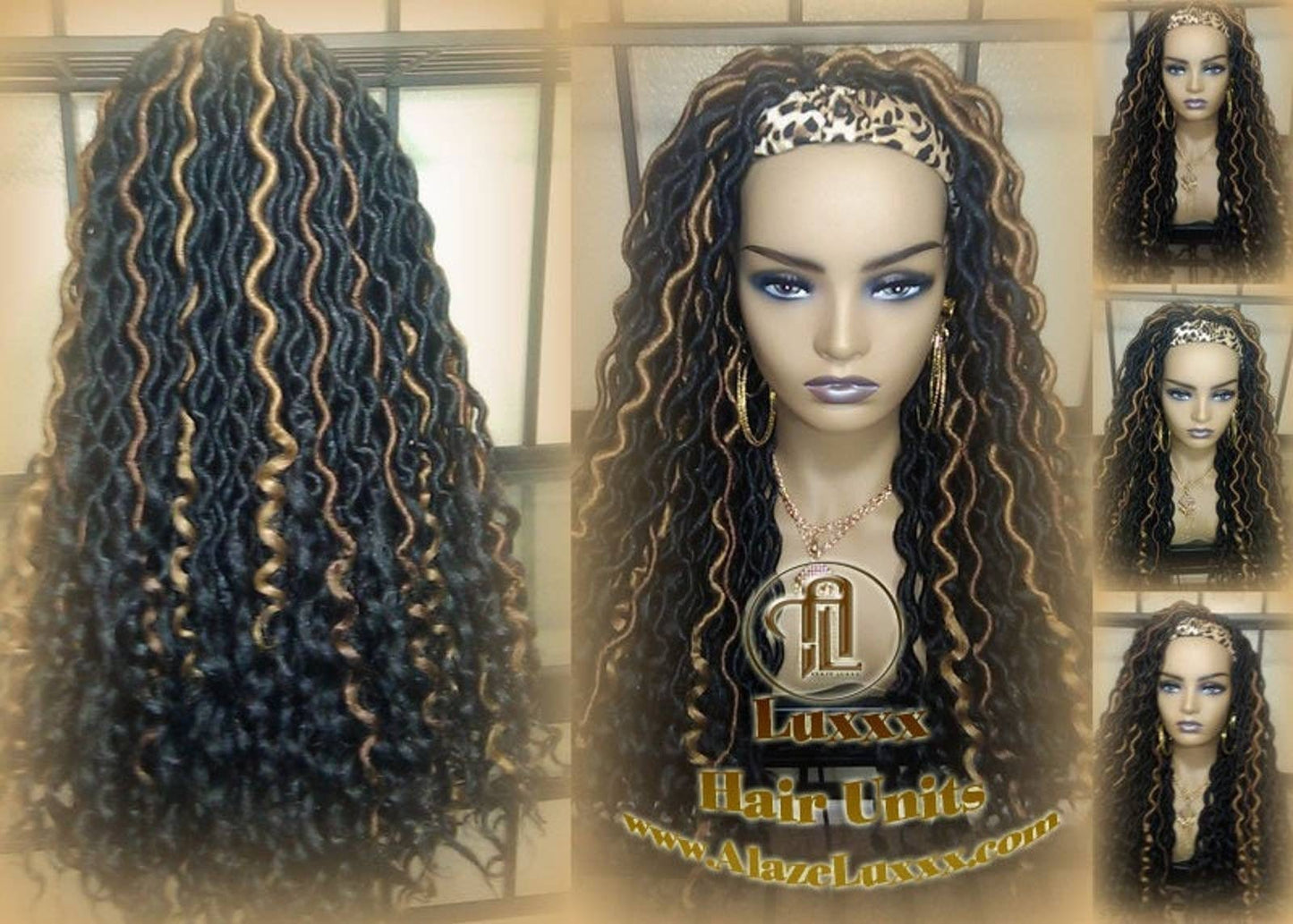 Headband Wig Black 1B 27 30 Brown Goddess Faux Loc Wavy Hair Bohemian Boho Gypsy Braided Wigs Same Day Shipping