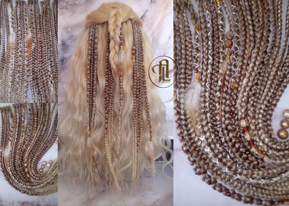Black Friday Holiday Christmas Sale Cyber Monday Holiday Gift Ombre Honey Blonde Clip in Braid Long Boho Extensions Feathers  Rave Festival