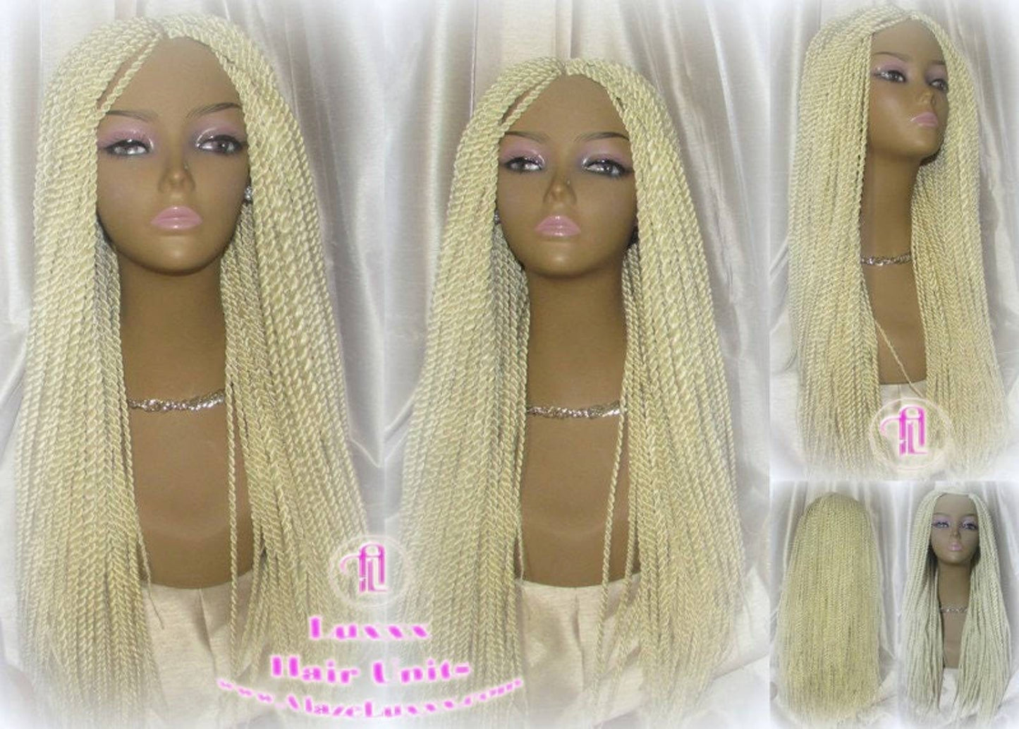 Senegalese Twist Twisted Braid Wig 613 Blonde Long Straight Small Braids Wig 24in Crochet Loc Braiding Platinum African Braided Wig