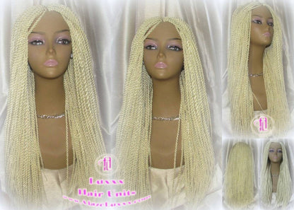 Senegalese Twist Twisted Braid Wig 613 Blonde Long Straight Small Braids Wig 24in Crochet Loc Braiding Platinum African Braided Wig