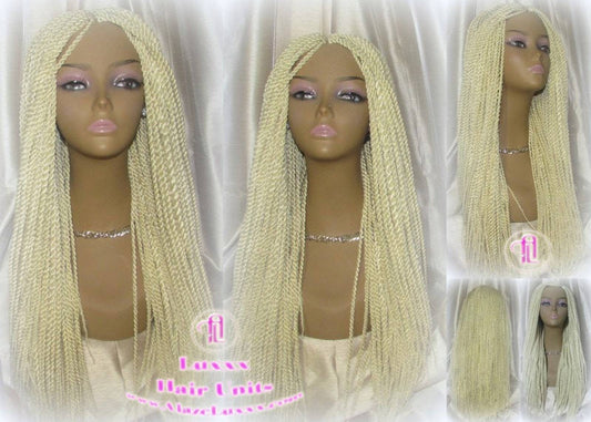 Senegalese Twist Twisted Braid Wig 613 Blonde Long Straight Small Braids Wig 24in Crochet Loc Braiding Platinum African Braided Wig