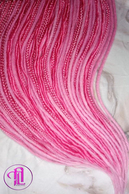 Single End Hot pink Light pink SE Set Straight wavy dreads textured braid Bohemian synthetic dreadlock Soft Boho Dread Braid Hair Extension