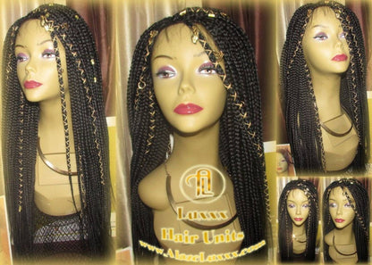 Black Box Braid Wig Lace Baby Hair Large Medium! Long Straight Goddess Braids Lace Wig Xpressions Hair