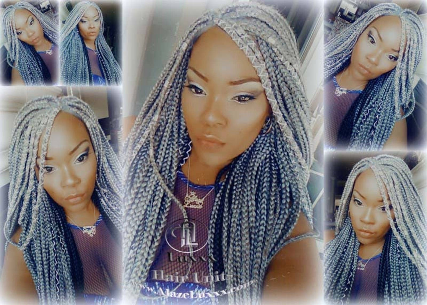Box Braid 44 51 Wig Grey Gray Silver Lace Baby Hair Storm Long Medium Straight Glueless! Braid Lace Wig Pre Stretched Braiding Hair