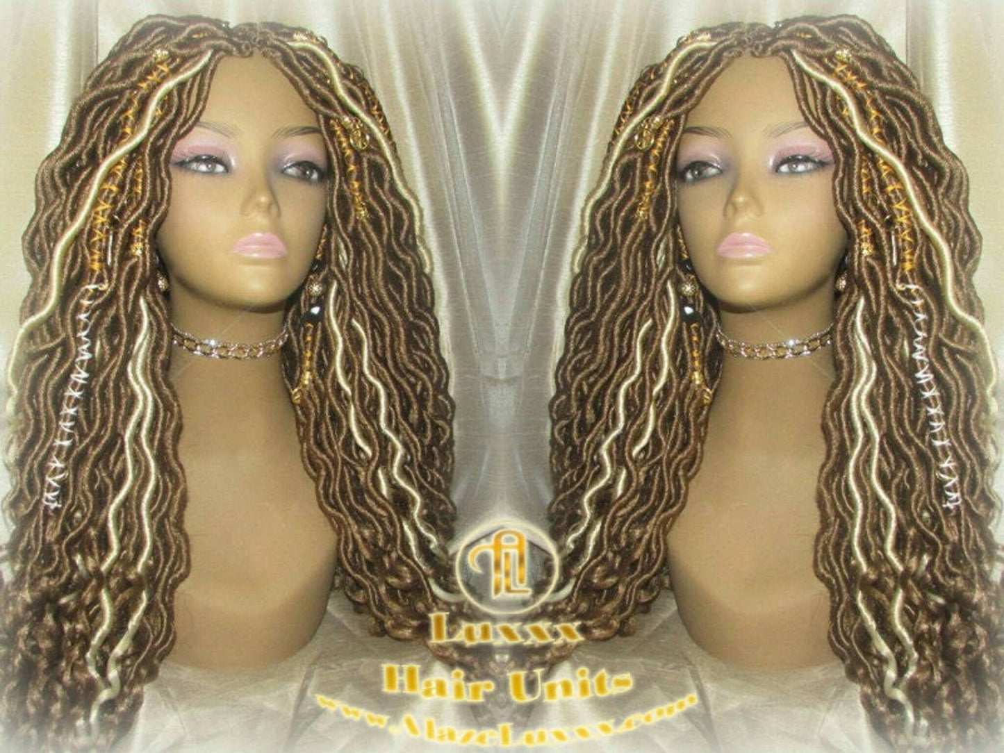 Wavy Goddess Faux Locs Blonde Honey 27 Hair Gypsy Bohemian Boho Dread Loc 613 27 DE SE Dred Lock Crochet Braided Wigs Carnival Festival Hair