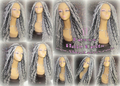 Silver Black 1B Grey Gray Black 44 51 Platinum 22-24' Long Wig Storm Gypsy Boho Faux Dread Loc Wig Unit Wavy Marley Dred Carnival Festival