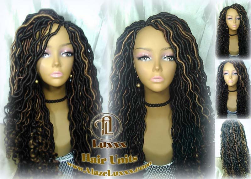 Long Wavy Goddess Faux Locs Honey Platinum DE SE Dred Lock Braided Wigs Dread Wig Blonde 30 27 Black Dread Gypsy Bohemian Boho  Distress