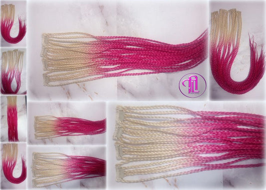 Blonde Pink Ombre Clip in Braid Long 24 in Boho Extensions Pink Ombre Blonde Pink Box braiding hair Rave Festival