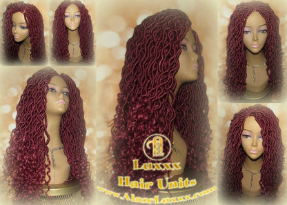 Red Goddess Faux Loc 530 Burgundy Hair Marley Long Crochet Synthetic Dread Extension DE SE Lock Boho Bohemian Festival Rave Passion Twist