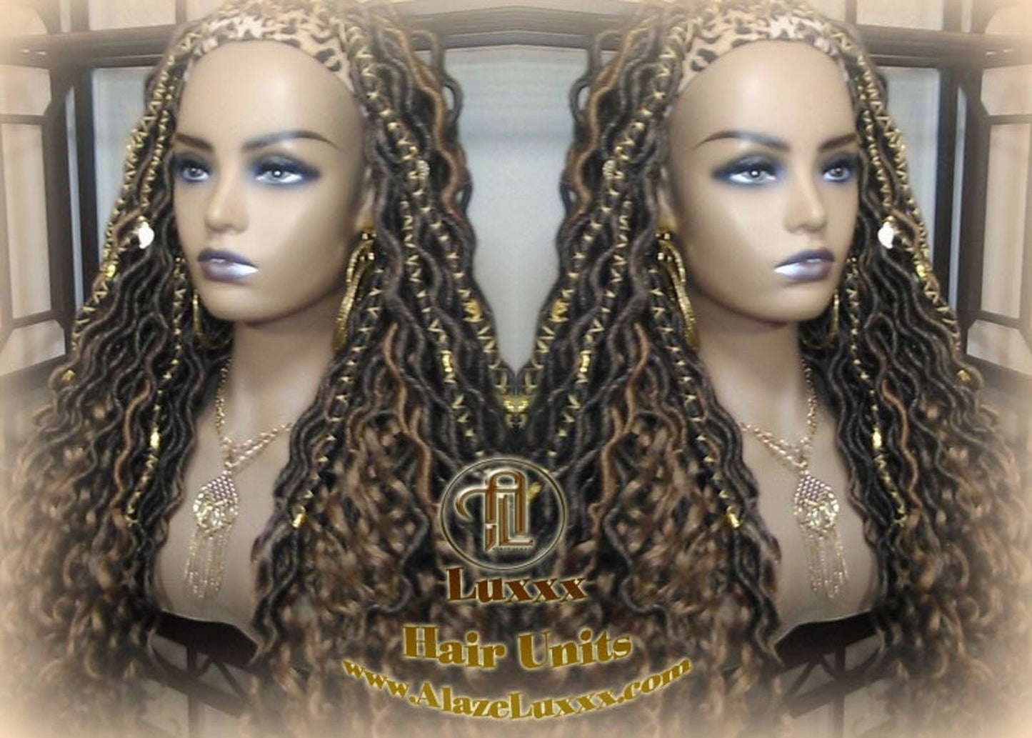 Headband Wig Blonde Tips 27 Brown Blonde Goddess Faux Loc Bohemian Boho Gypsy