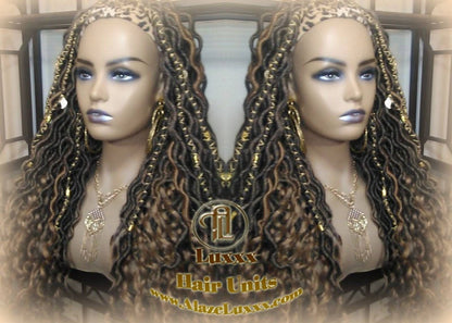 Headband Wig Blonde Tips 27 Brown Blonde Goddess Faux Loc Bohemian Boho Gypsy