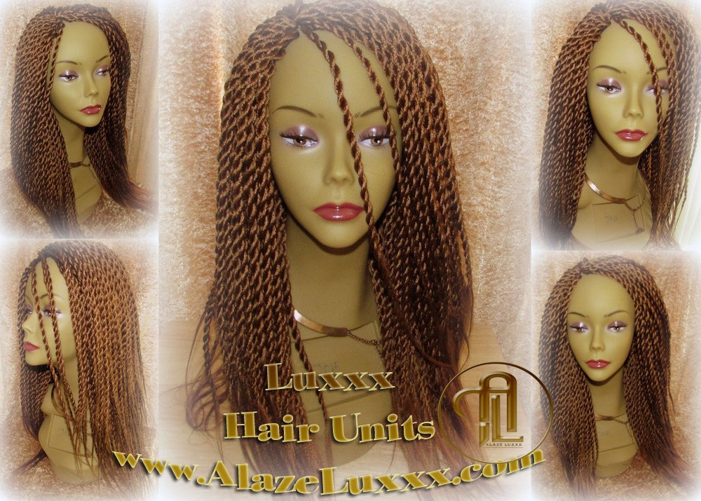 Senegalese Twist Wig Auburn '18 #30 NEW Natural Look! Handmade Unit! Glueless Lace Part! Medium Kinky Twists Box Braid Wigs Havana Straight