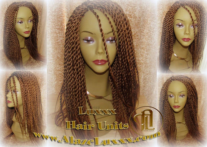 Senegalese Twist Wig Auburn '18 #30 NEW Natural Look! Handmade Unit! Glueless Lace Part! Medium Kinky Twists Box Braid Wigs Havana Straight
