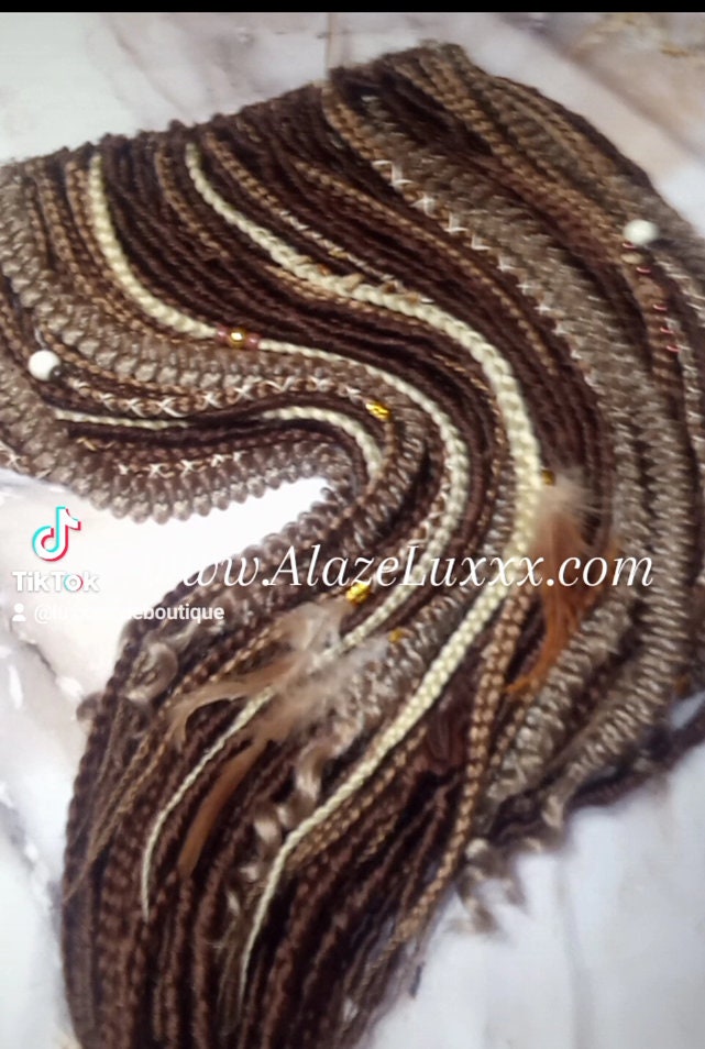 Brown Blonde Set Soft boho Bohemian dreadlocks textured braids wavy dreads  SE Full set Curls dreads and Braids Dragon Braids