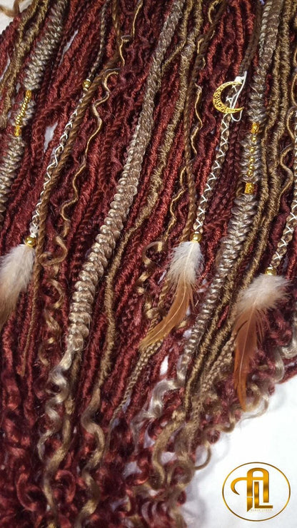 Dreads Extension Ginger Blonde Single End SE Braid Plaits Twist Set 100 Piece Set Kit Crochet Boho Mermaid Dread Hair Single Loop Viking