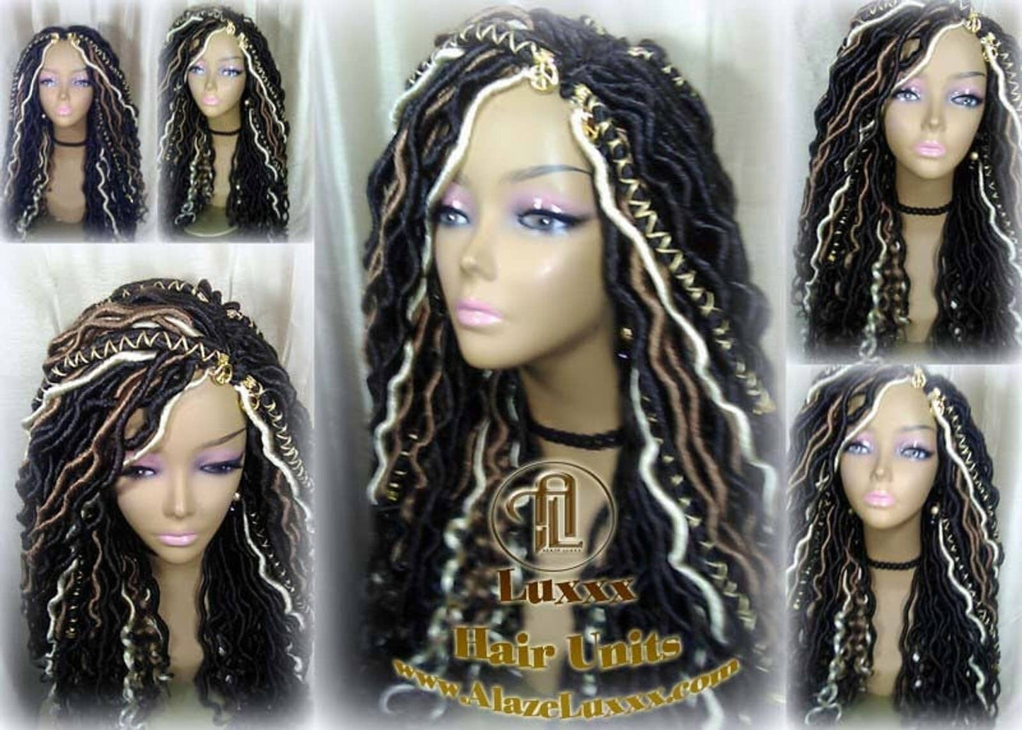 Goddess Faux Locs Dread Wig Black Blonde 613 27 Black Dread Gypsy Bohemian Boho Long Wavy Honey DE SE Dred Lock Braided Wigs Distressed Locs