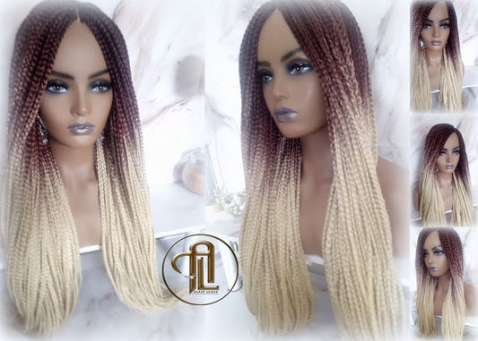 Box Braid Wig Ombre Gradient Brown Blonde 24 26 Inch Braid Wig Really Long Viking Braids Mermaid Hair Multi Color