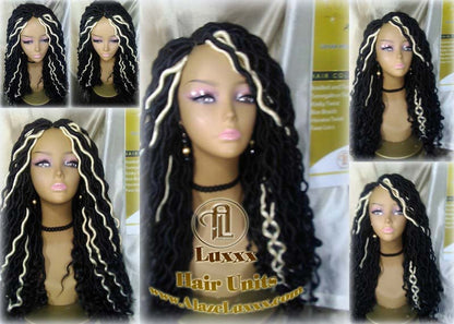 Dread Wig Black Blonde 613 Black Dread Gypsy Bohemian Boho Long Wavy Goddess Faux Locs Platinum DE SE Dred Lock Braided Wigs Distress