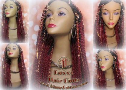 4x4 Lace Closure Red Braids Ombre Lemonade Fulani Cornrow Wig French Braids Feed in Braids Swim Wig Gym Wig Tribal Goddess Braids Custom Wig