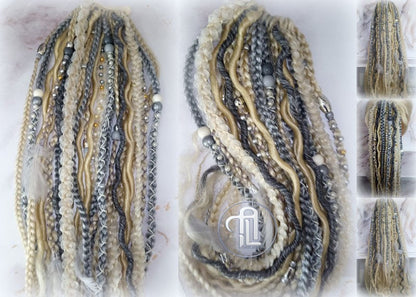 Ponytail Hair Fall Extensions Blonde 613 Grey Silver Elements Accents Feathers synthetic box braids hair scrunchie clip in Clip on Braids