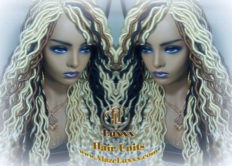 Platinum Blonde Gypsy Bohemian Boho Goddess Faux Dread Locs Wig Unit! Blonde #613 #27 Brown Wavy Dred Lock Wig Crochet Messy Hair Wig
