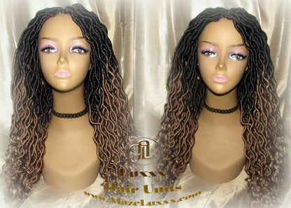 Goddess Faux Locs Gypsy Boho Ombre Black Blonde Long Synthetic Dreads Curly Wavy Cosplay Carnival Festival Braid Wig Alopecia Thinning Hair
