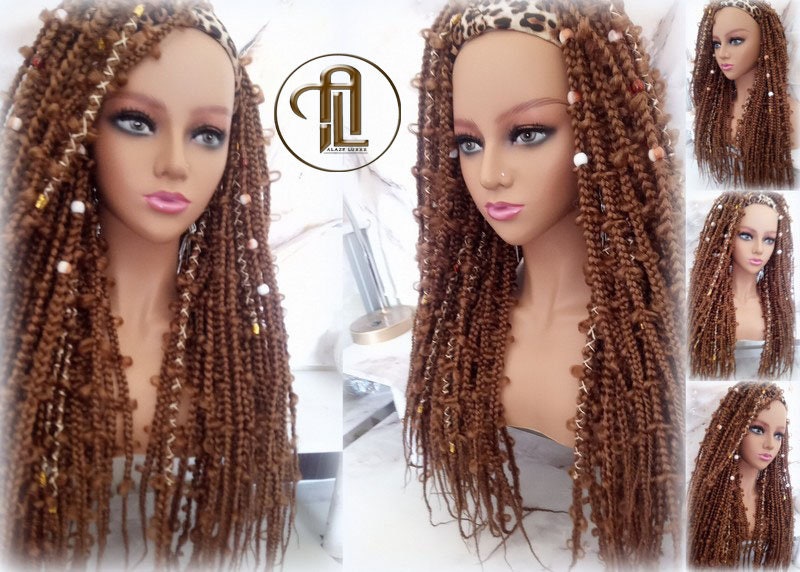 Headband Wig Butterfly Jungle Viking Braids  Honey Brown 30  Box Braids Gypsy Bohemian Boho Wig Blonde Long Straight Hair Fall Braided Wig