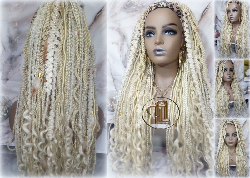 Headband Wig Blonde 613 Braids Dreads Mix Set Twist Soft Crochet Boho Dread Braid Set Bohemian extensions