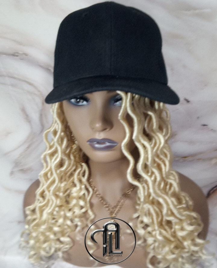 Goddess Locs Braid Wig Hat Baseball Cap 613 Blonde Ombre Mermaid Boho curly bohemian Short Curly 14 16 in Hat Wig Gym Braided Hat Wig Dreads