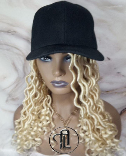 Goddess Locs Braid Wig Hat Baseball Cap 613 Blonde Ombre Mermaid Boho curly bohemian Short Curly 14 16 in Hat Wig Gym Braided Hat Wig Dreads