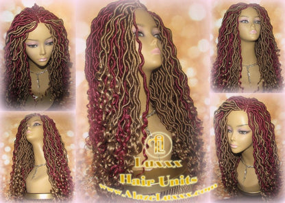 Goddess Faux Locs Red Long  Burgundy 530 Hair  Blonde 27 Marley Crochet Synthetic Dread Extension DE SE Loc Lock Boho Bohemian Festival Rave
