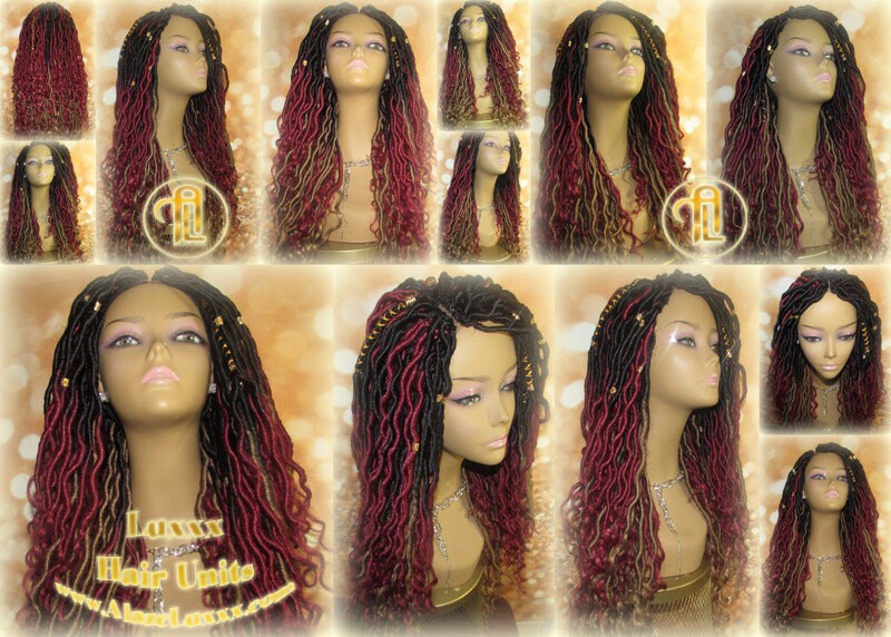 Dread Dred Loc Lock Wig Fire Goddess Red Burgundy  530 Ombre  1b  Blonde 27  Marley Goddess Crochet Synthetic Unit Hair Braided Wavy Cosplay