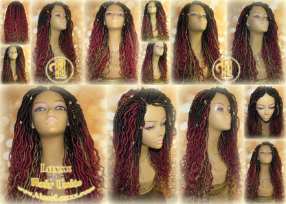 Dread Dred Loc Lock Wig Fire Goddess Red Burgundy  530 Ombre  1b  Blonde 27  Marley Goddess Crochet Synthetic Unit Hair Braided Wavy Cosplay