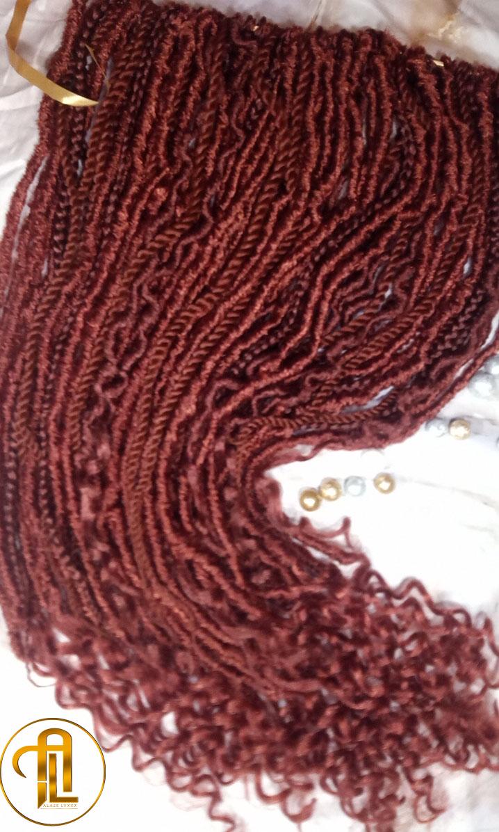 Single Ended Ginger Red Burnt Orangish SE 75 Piece Set Kit Mixed Soft Crochet Boho Dread Braid Hair Wrap Extension Texture Natural Realistic