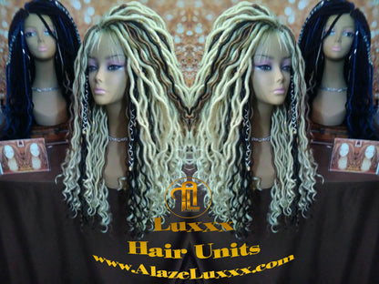 16in Goddess Faux Dread Locs Wig Unit! Blonde #613 #27 Wavy NEW Festival! Marley Dred Dread Lock Twist Wig Crochet Rave Hair Coachella Wig